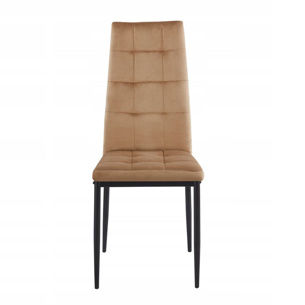 Krzesło pikowane Siena 98 cm – Welur cappuccino, czarne nogi, loft
