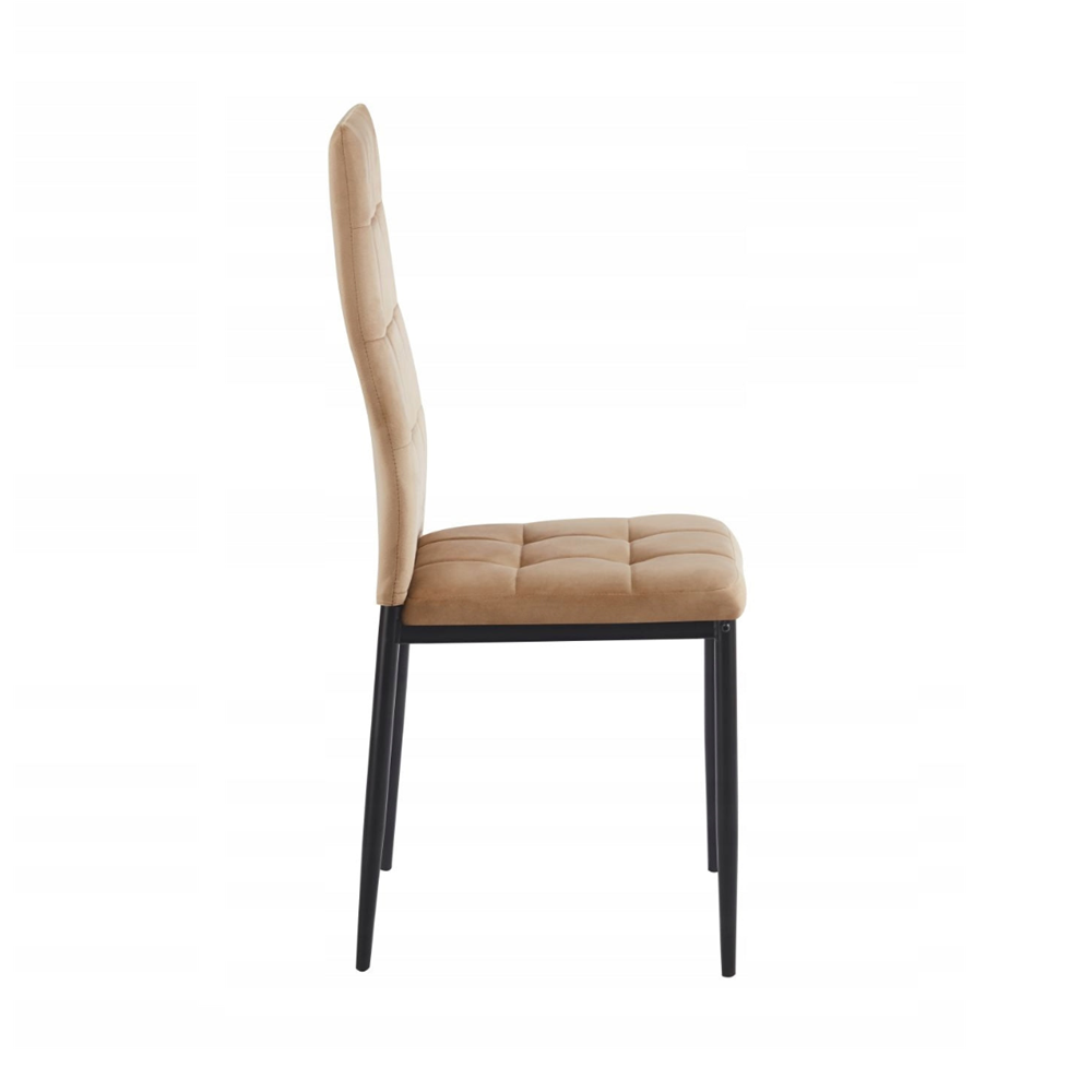 Krzesło pikowane Siena 98 cm – Welur cappuccino, czarne nogi, loft