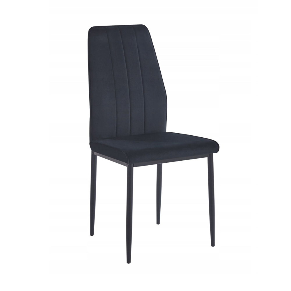 Krzesło tapicerowane Catania 92 cm – Czarny welur, czarne nogi, glamour