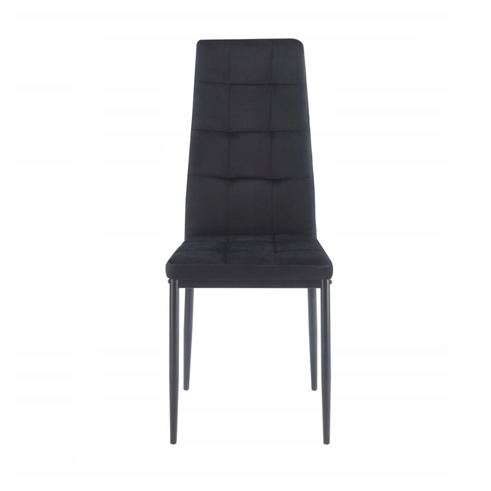 Krzesło pikowane Siena 98 cm – Czarny welur, czarne nogi, loft