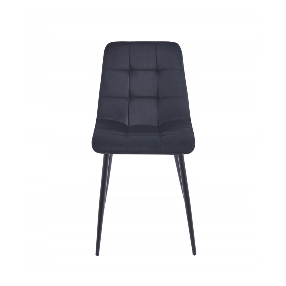 Krzesło pikowane Palermo 87 cm – Czarny welur, czarne nogi, loft