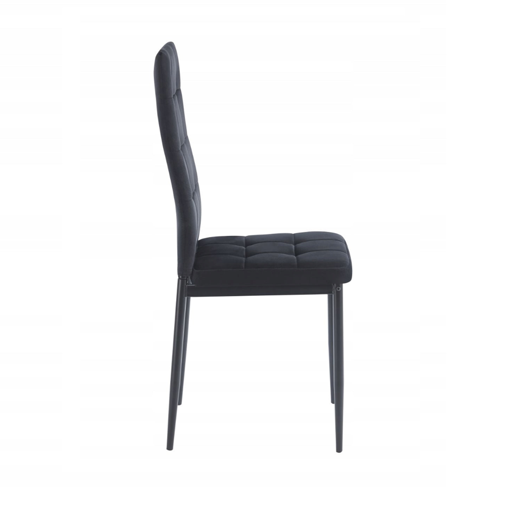 Krzesło pikowane Siena 98 cm – Czarny welur, czarne nogi, loft