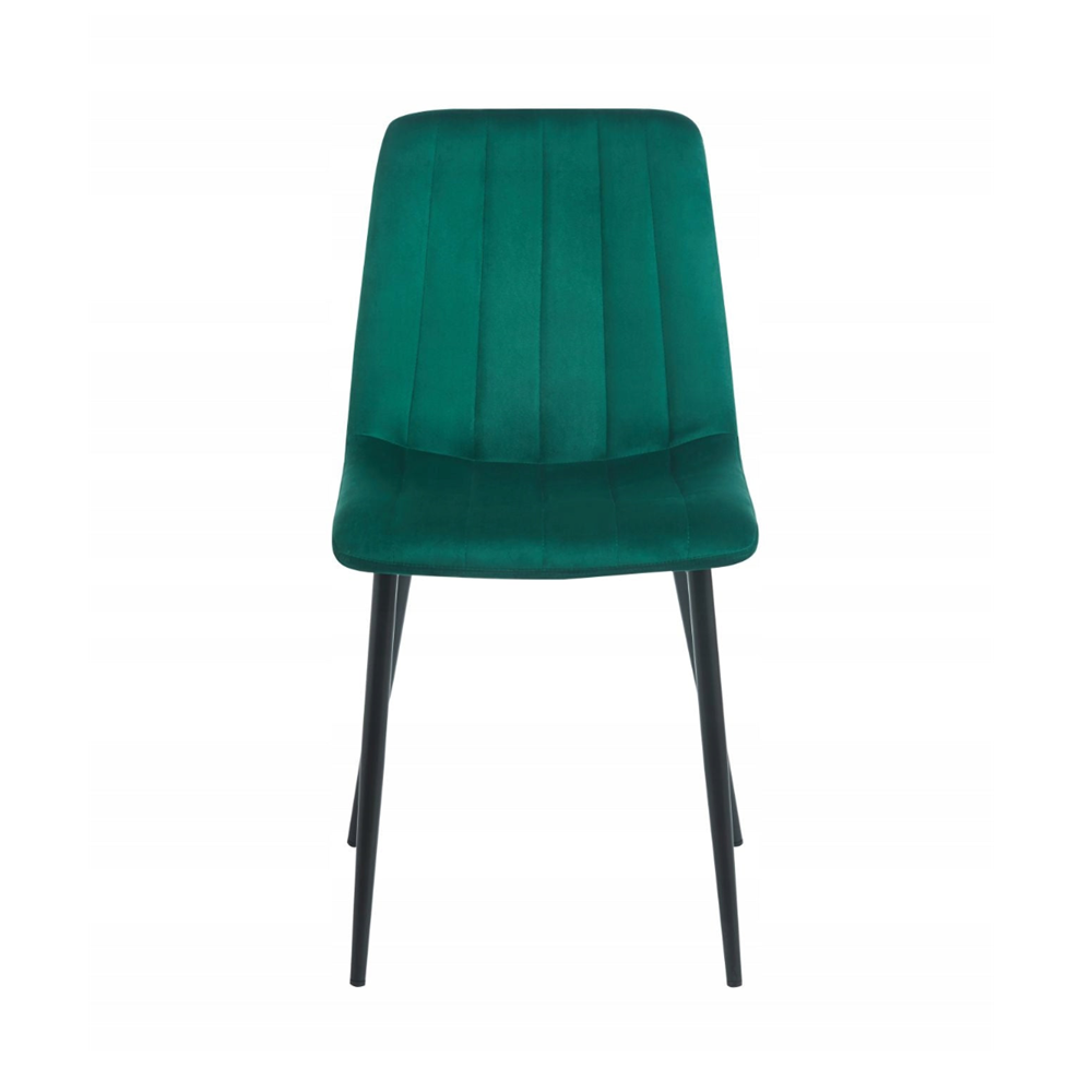 Krzesło pikowane Palermo 87 cm – Zielony welur, czarne nogi, glamour
