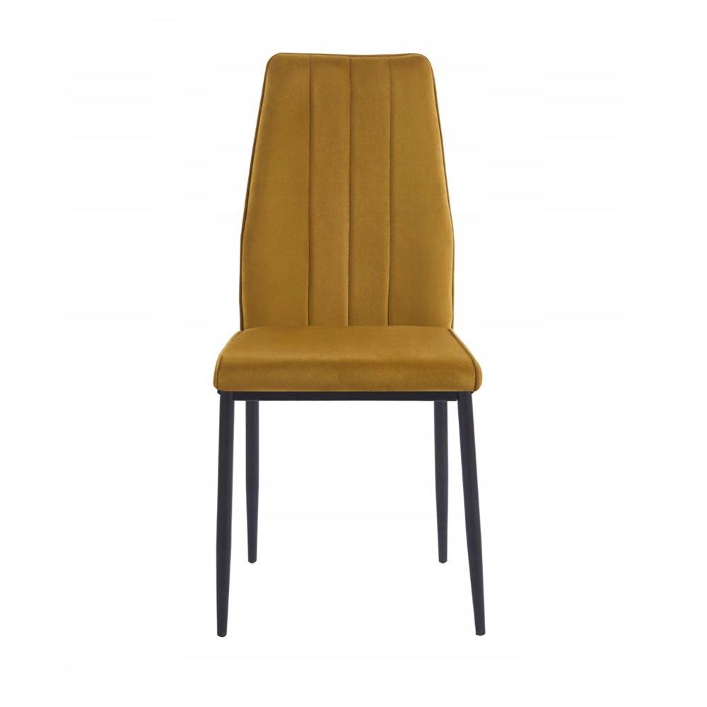 Krzesło tapicerowane Catania 92 cm – Welur curry, czarne nogi, glamour