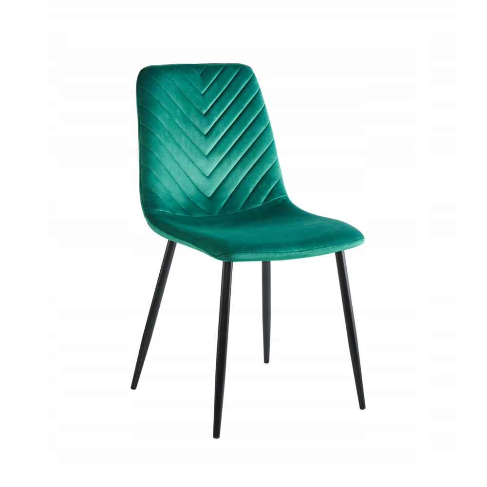 Krzesło pikowane Palermo 87 cm – Zielony welur, czarne nogi, loft