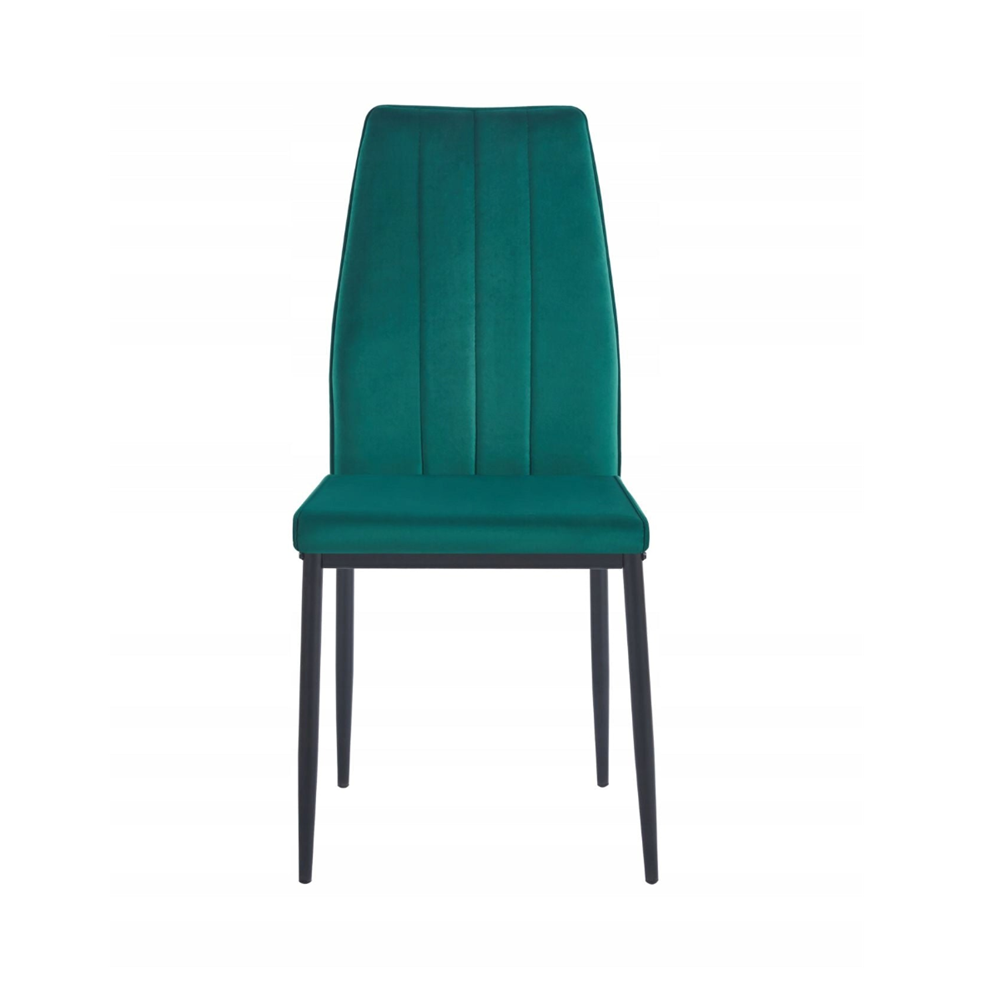 Krzesło tapicerowane Catania 92 cm – Zielony welur, czarne nogi, glamour