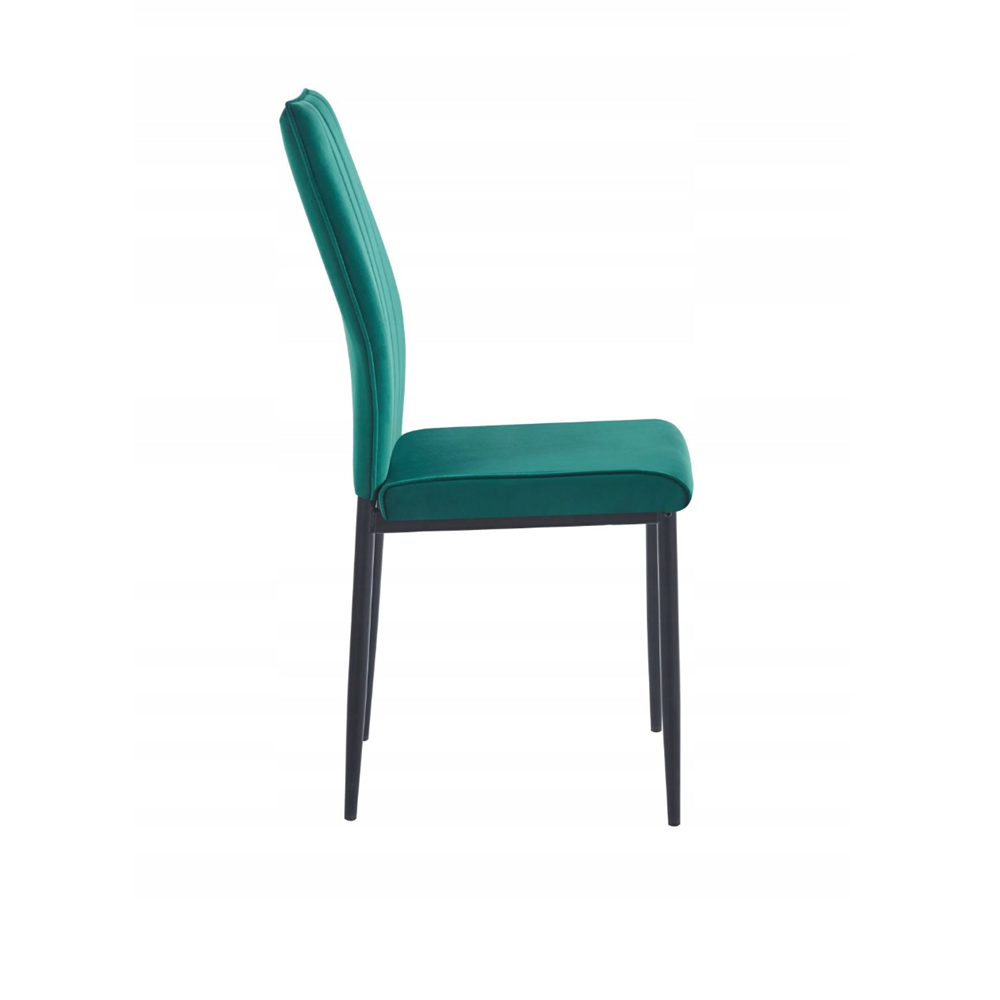 Krzesło tapicerowane Catania 92 cm – Zielony welur, czarne nogi, glamour