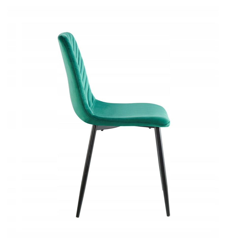 Krzesło pikowane Palermo 87 cm – Zielony welur, czarne nogi, loft