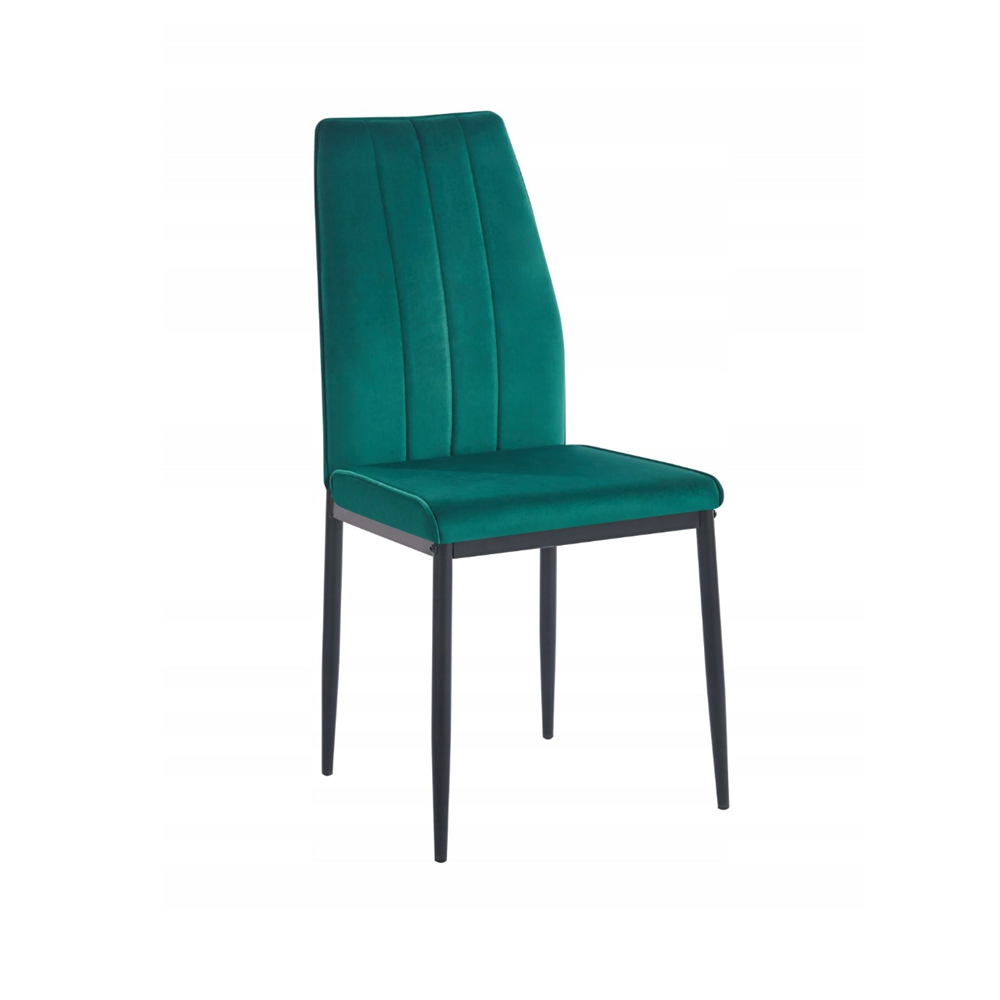 Krzesło tapicerowane Catania 92 cm – Zielony welur, czarne nogi, glamour