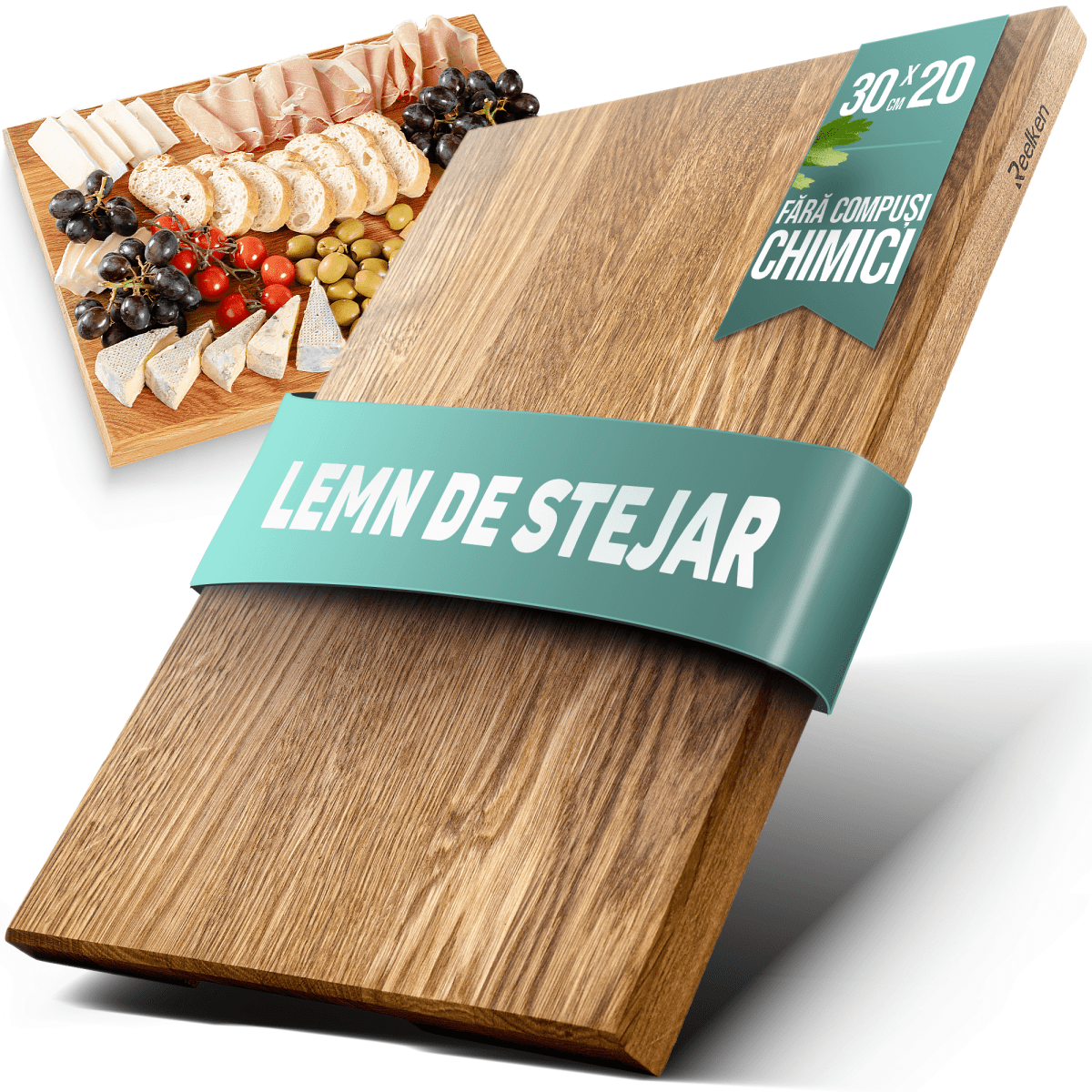 Tocator profesional din lemn de stejar 30x20x2 cm - Reelken