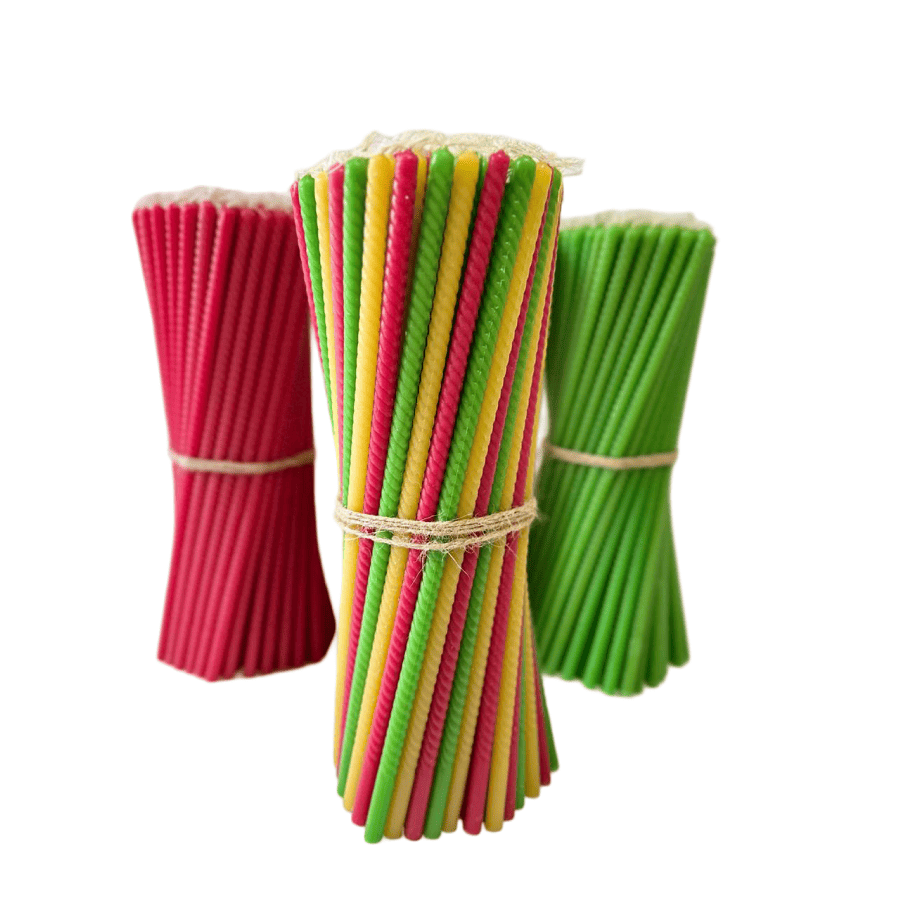 Zestaw 102 świec z naturalnego wosku pszczelego. Wysokość 30 cm, bawełniany knot, czyste spalanie do 140 min. - Reelken Polska