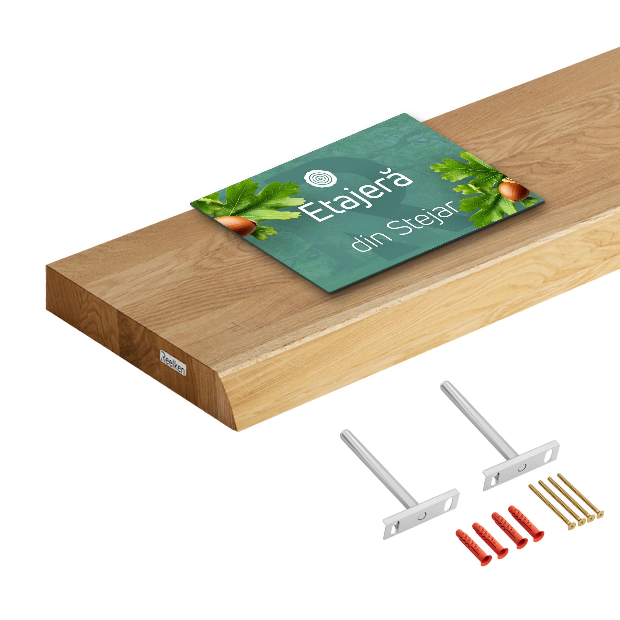 Półka ścienna z litego drewna dębowego – krawędzie naturalne 120×22×4 cm