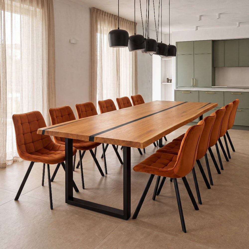 Stół z litego dębu rustykalny 300×100 cm – Stół do jadalni dla 14 osób | Reelken