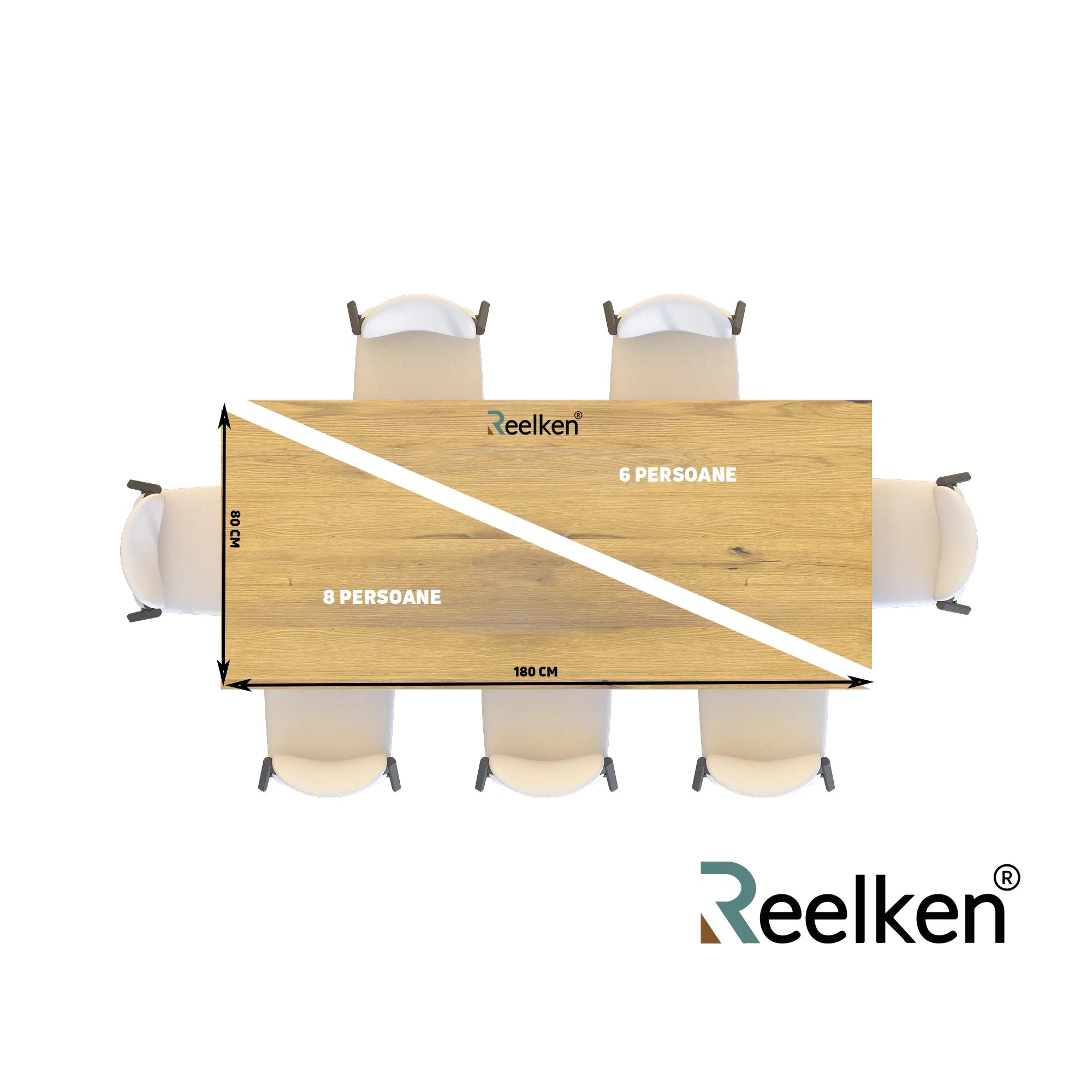 Blat drewniany z litego dębu – model klasyczny 180×85×4 cm | Reelken