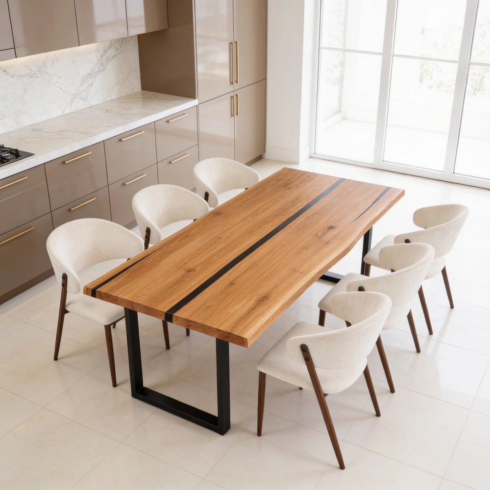 Masa din stejar cu rasina – model rustic pentru 6 persoane - 160x80x4cm