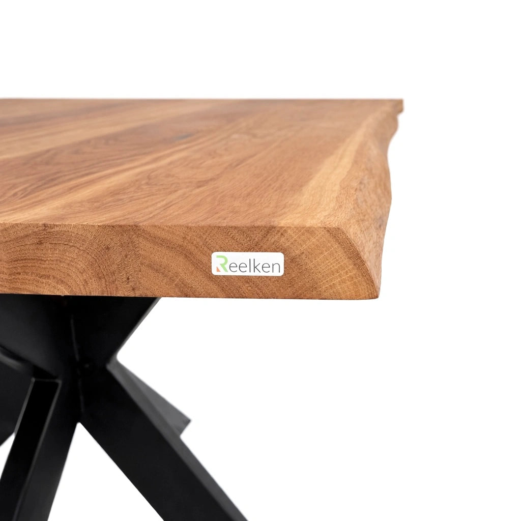Stół z litego dębu premium z żywicą epoksydową – model rustykalny dla 4 osób – 140x80x4 cm