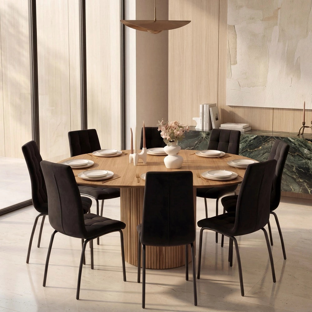 Dębowy stół rozkładany okrągły 130 cm do 180 cm – Kolumna Ryflowana Premium