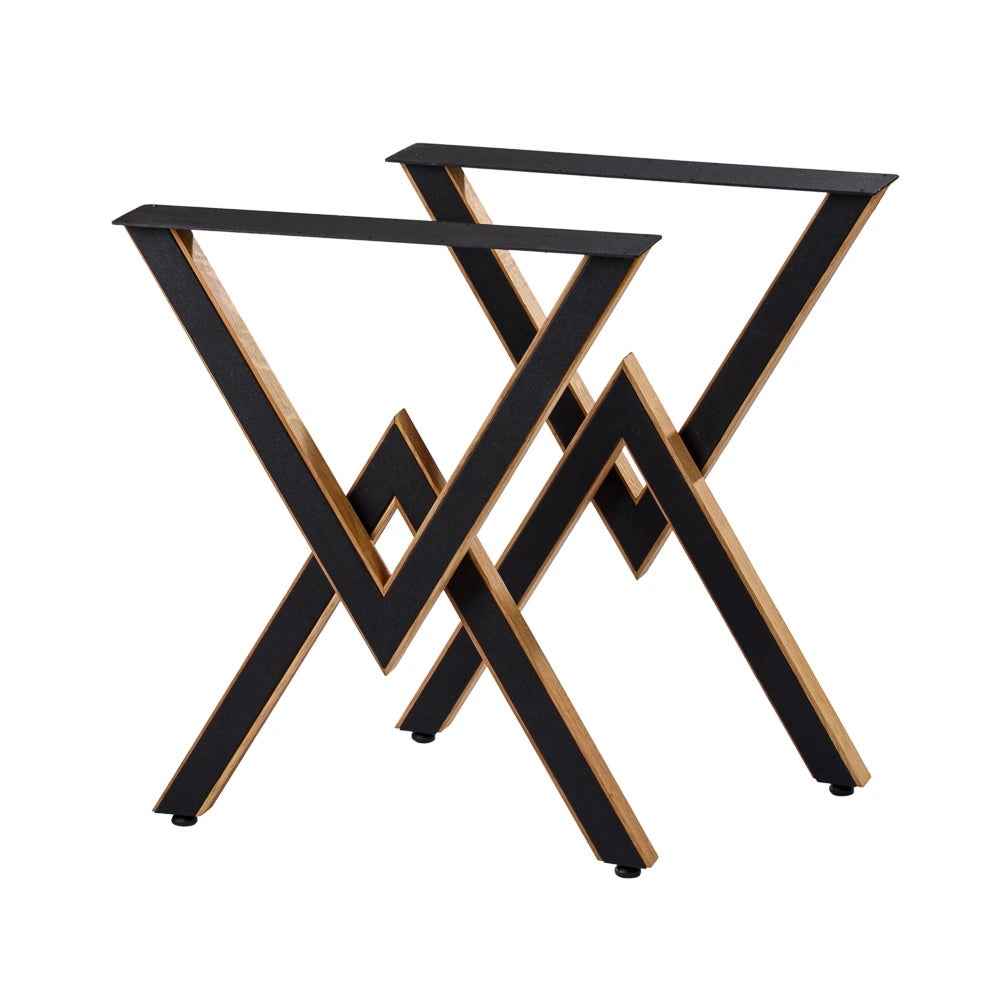 Picioare de Masa Metalice cu Lemn de Stejar - A1