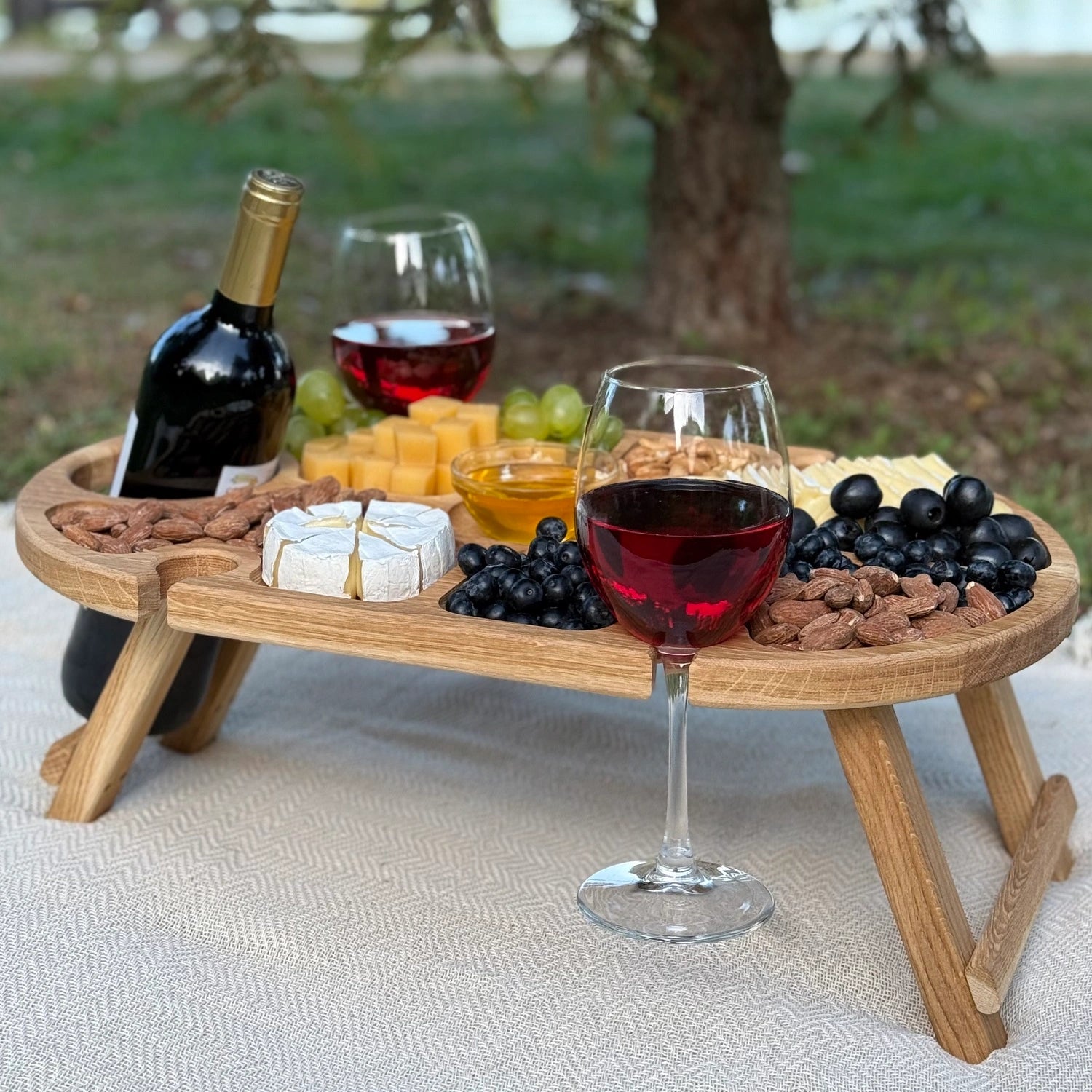 Platou rustic din lemn de stejar 50x30 cm pentru picnic și mese în familie - Reelken