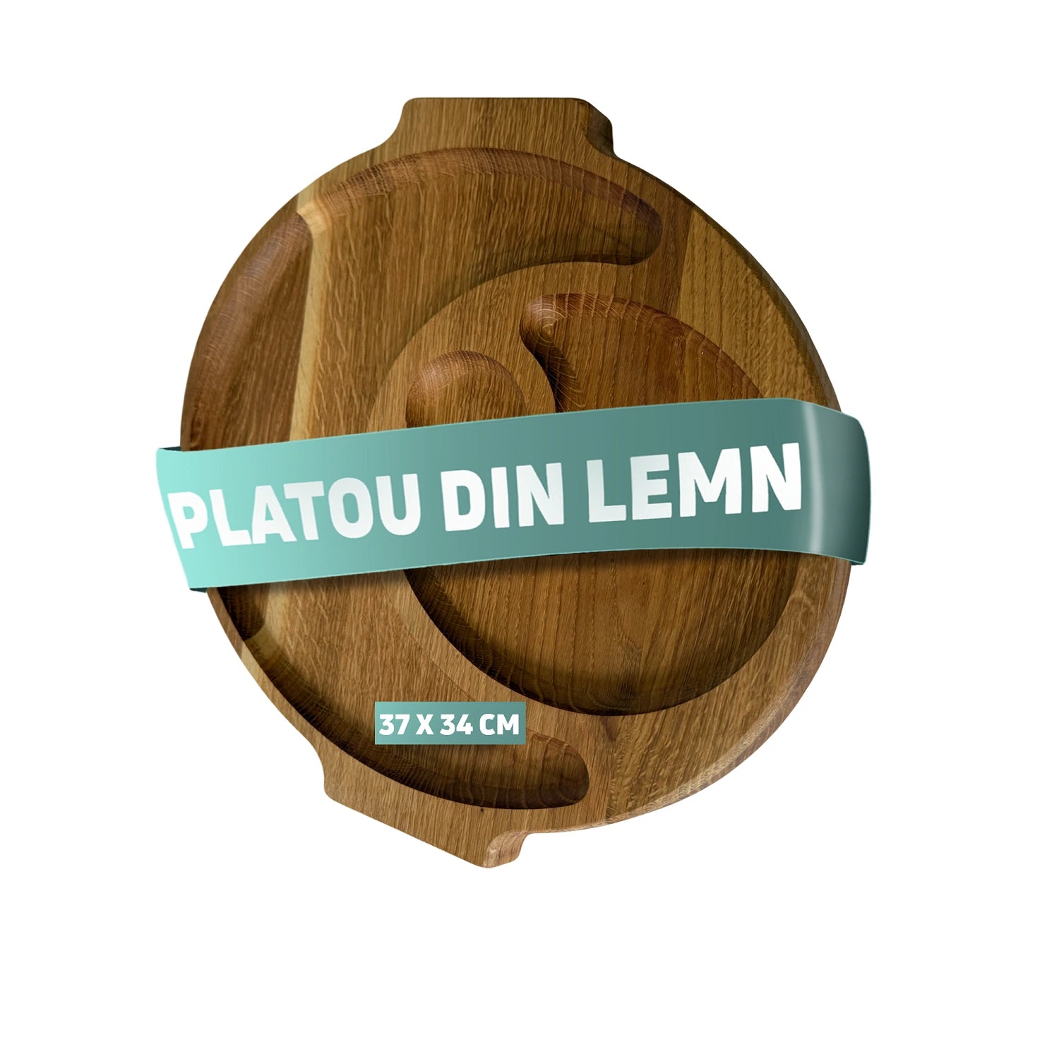 Platou multifunctional din lemn de stejar cu manere – organizeaza aperitivele cu stil