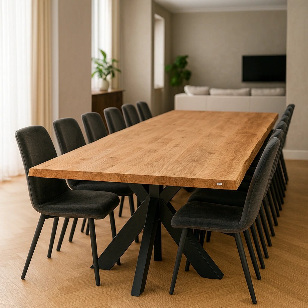 Blat de masa din stejar masiv model rustic - 14 persoane -300x100x4cm - Reelken