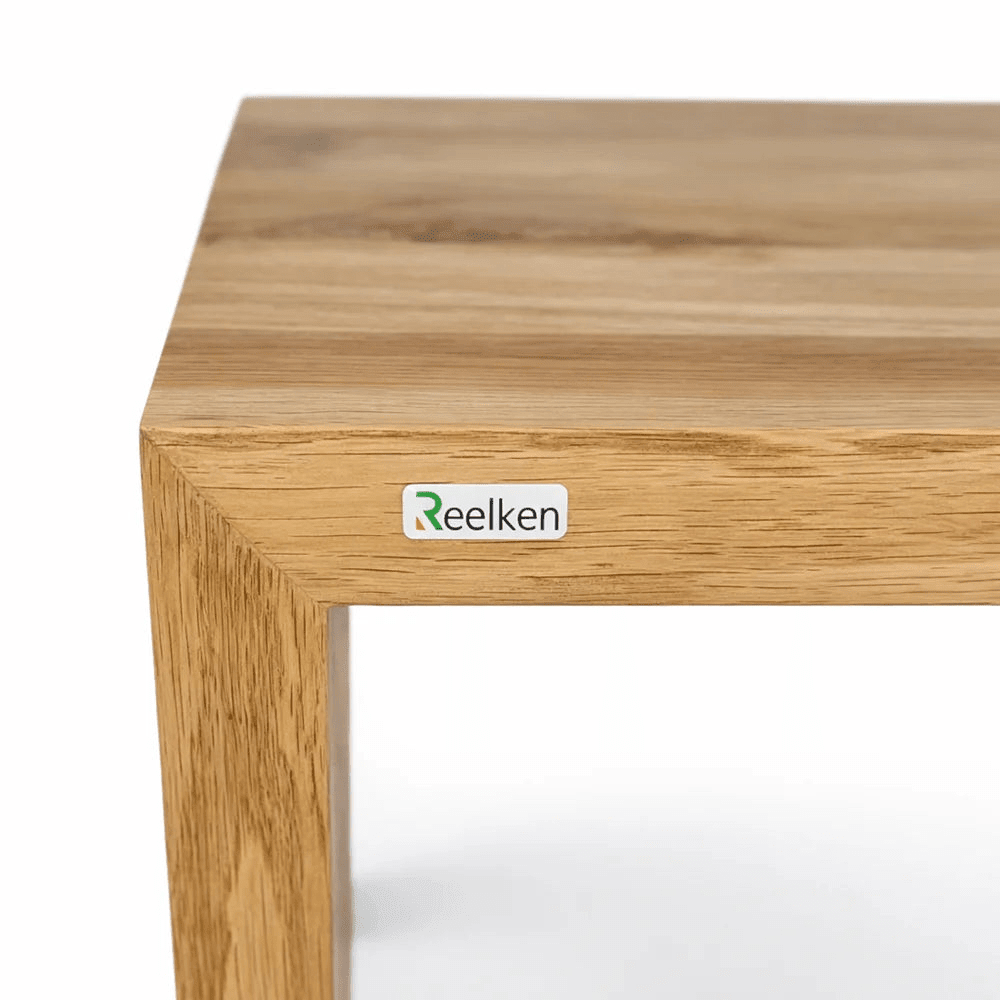 Dębowa ławka 140x45x40 cm – Krawędź naturalna (Live Edge) Premium - Reelken Polska