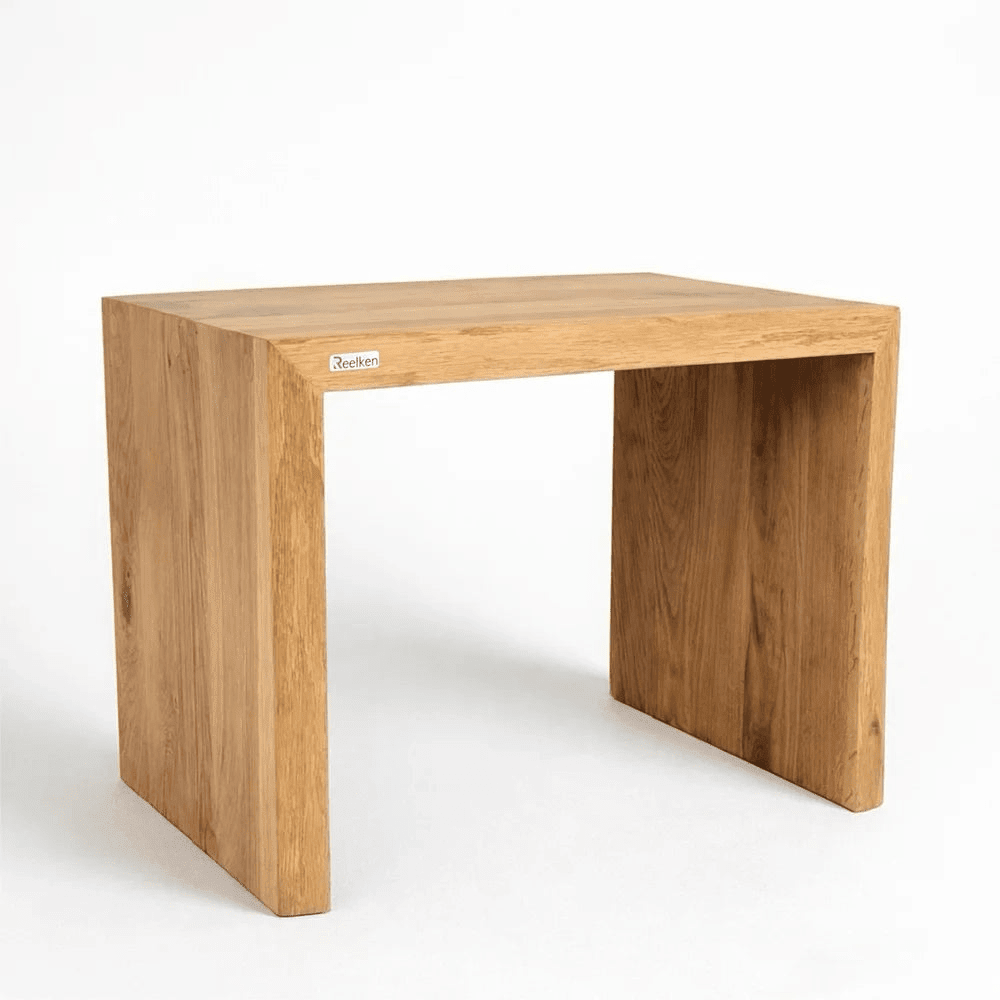 Dębowa ławka 80x45x40 cm – Krawędź naturalna (Live Edge) Premium - Reelken Polska