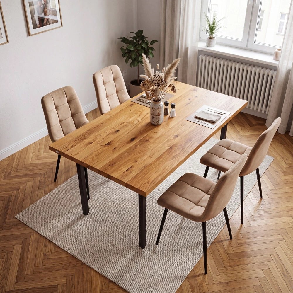 Dębowy stół klasyczny z litego drewna 140x80x4 cm - Reelken Polska