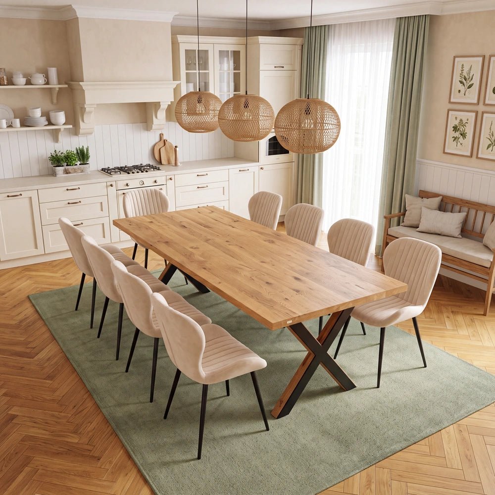 Dębowy stół klasyczny z litego drewna 200x100x4 cm - Reelken Polska