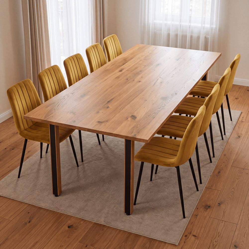 Dębowy stół klasyczny z litego drewna 240x100x2,6 cm - Reelken Polska