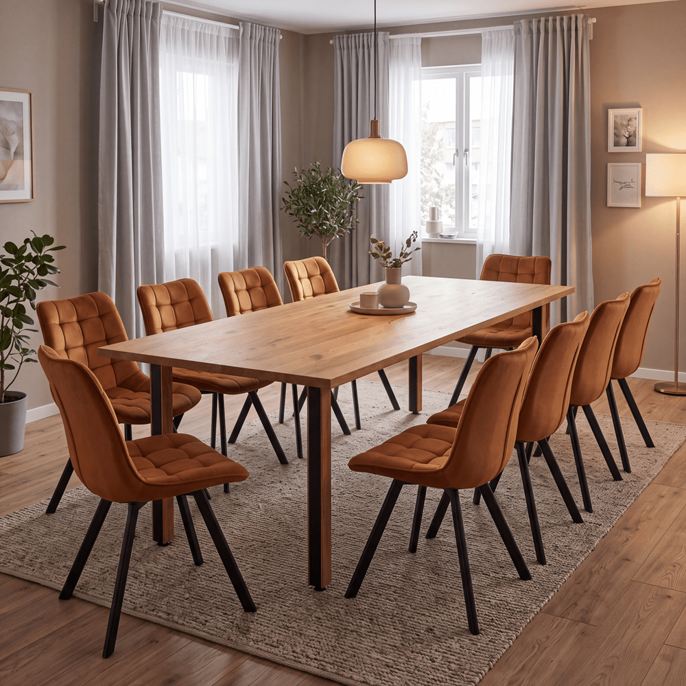 Dębowy stół klasyczny z litego drewna 240x100x2,6 cm - Reelken Polska