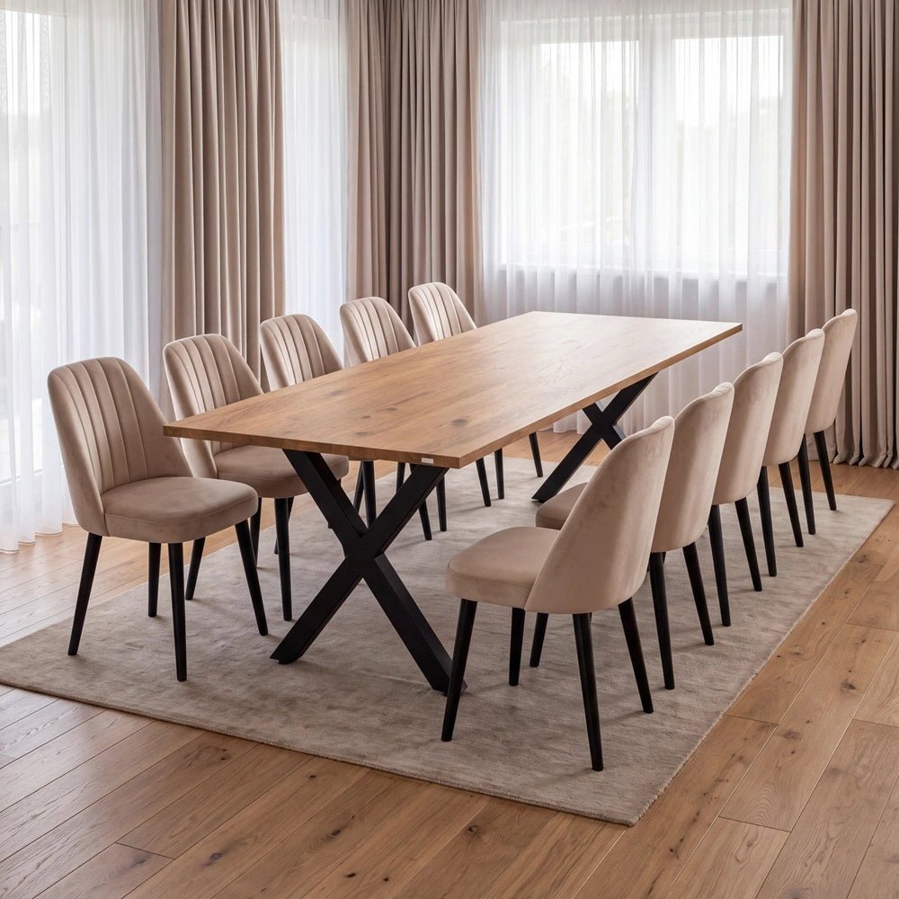 Dębowy stół klasyczny z litego drewna 240x100x2,6 cm - Reelken Polska