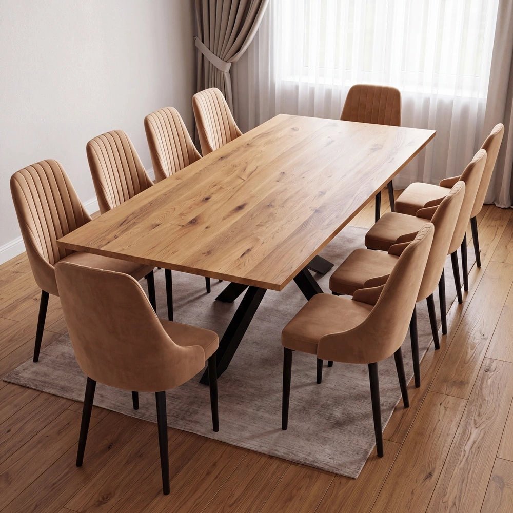 Dębowy stół klasyczny z litego drewna 240x100x2,6 cm - Reelken Polska