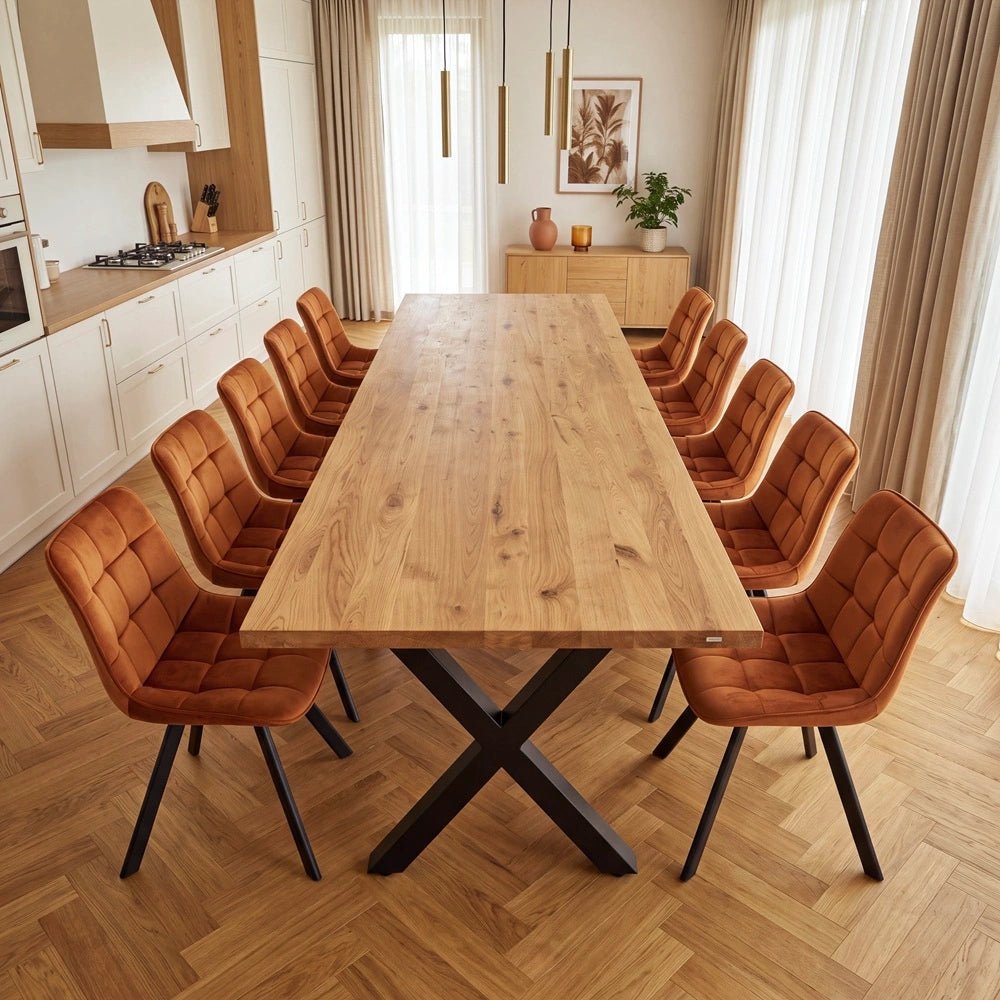 Dębowy stół klasyczny z litego drewna 240x100x4 cm - Reelken Polska