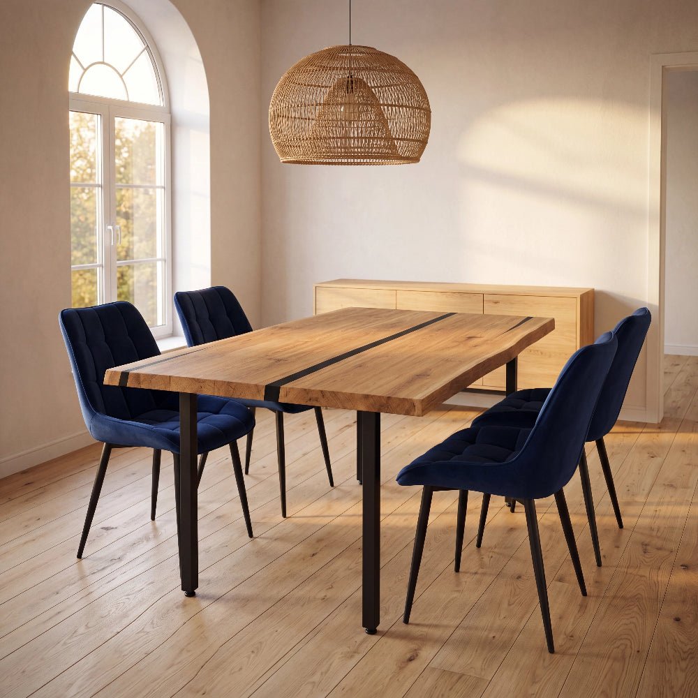 Dębowy stół rustykalny z litego drewna i żywicy Live Edge 140x80x4 cm - Reelken Polska