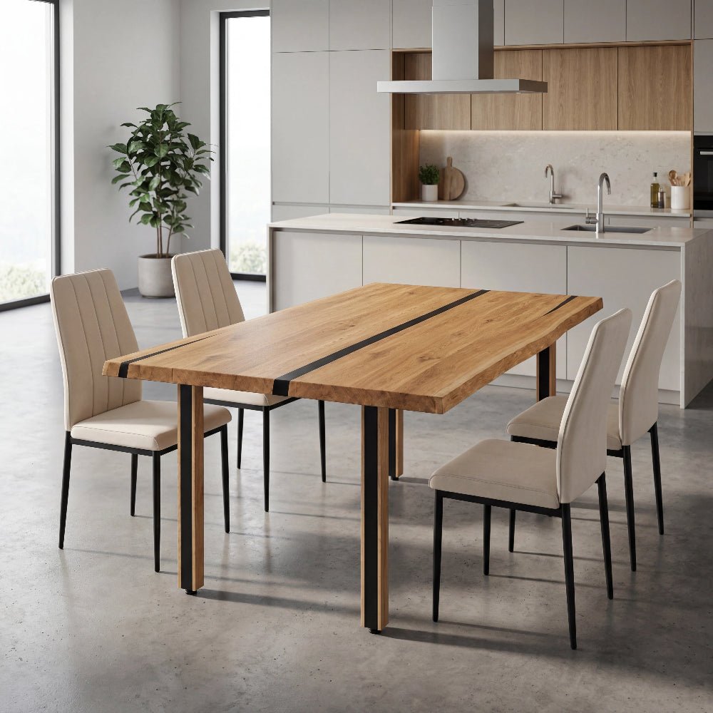 Dębowy stół rustykalny z litego drewna i żywicy Live Edge 140x80x4 cm - Reelken Polska