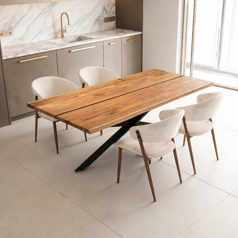 Dębowy stół rustykalny z litego drewna i żywicy Live Edge 140x80x4 cm - Reelken Polska