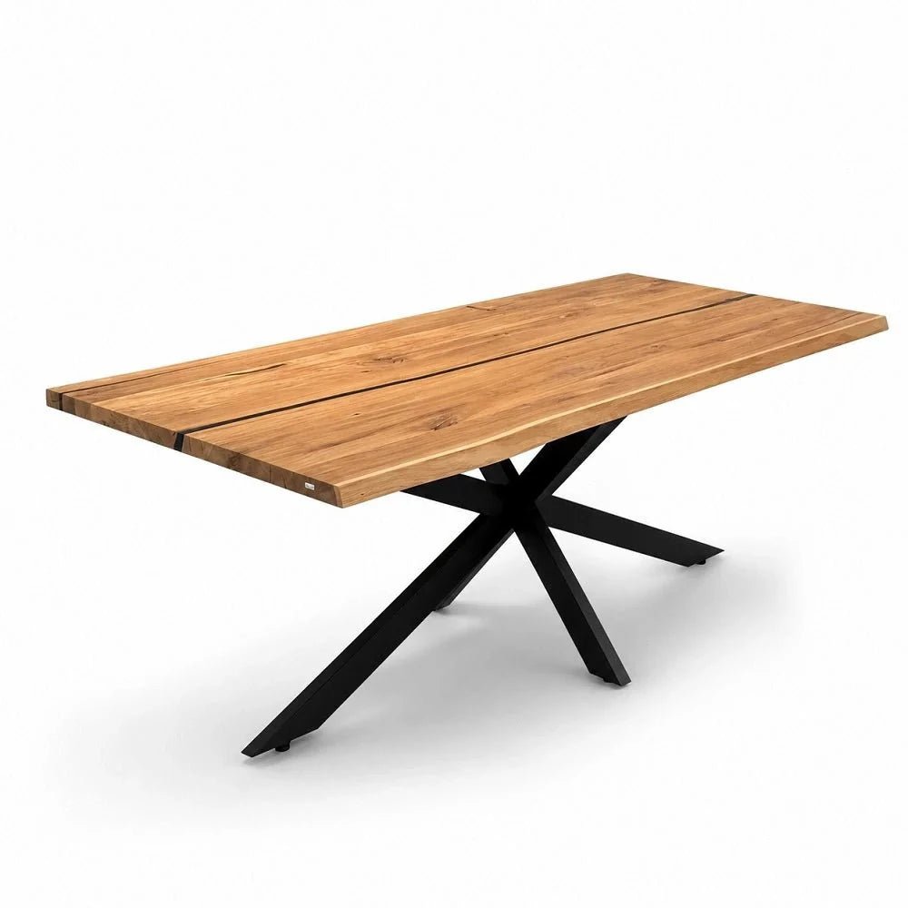 Dębowy stół rustykalny z litego drewna i żywicy Live Edge 180x85x4 cm - Reelken Polska