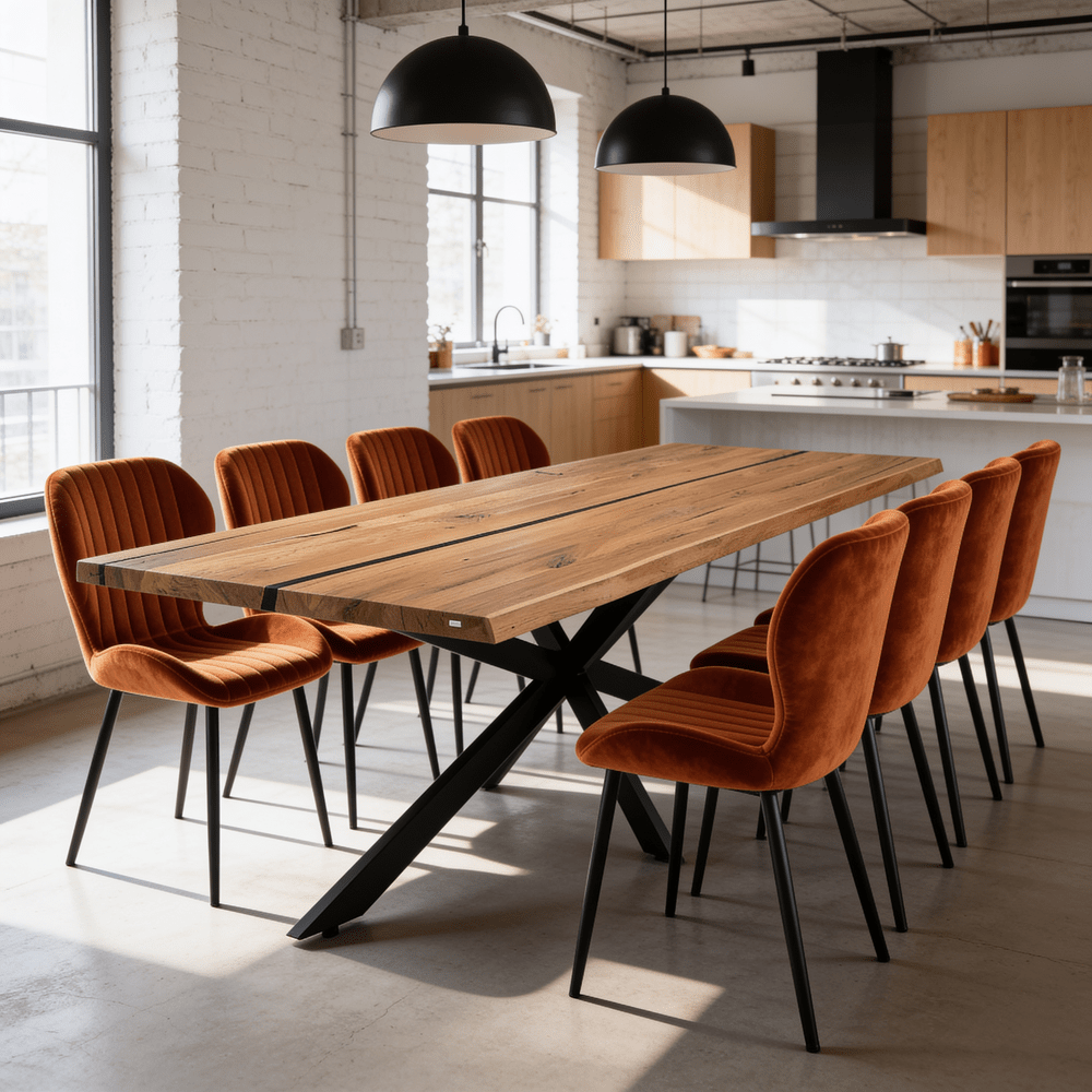 Dębowy stół rustykalny z litego drewna i żywicy Live Edge 200x100x4 cm - Reelken Polska