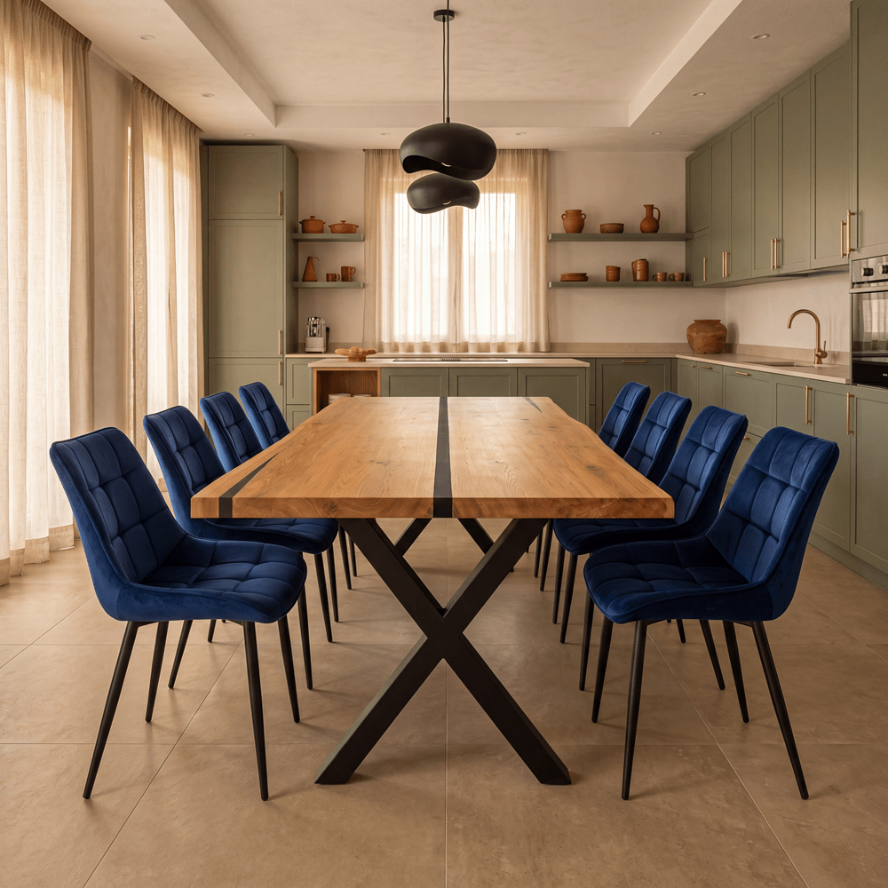 Dębowy stół rustykalny z litego drewna i żywicy Live Edge 200x100x4 cm - Reelken Polska