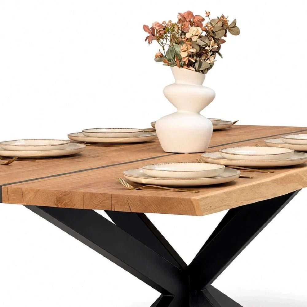 Dębowy stół rustykalny z litego drewna i żywicy Live Edge 220x100x4 cm - Reelken Polska