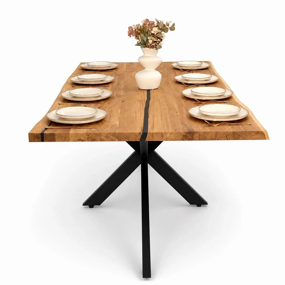 Dębowy stół rustykalny z litego drewna i żywicy Live Edge 220x100x4 cm - Reelken Polska