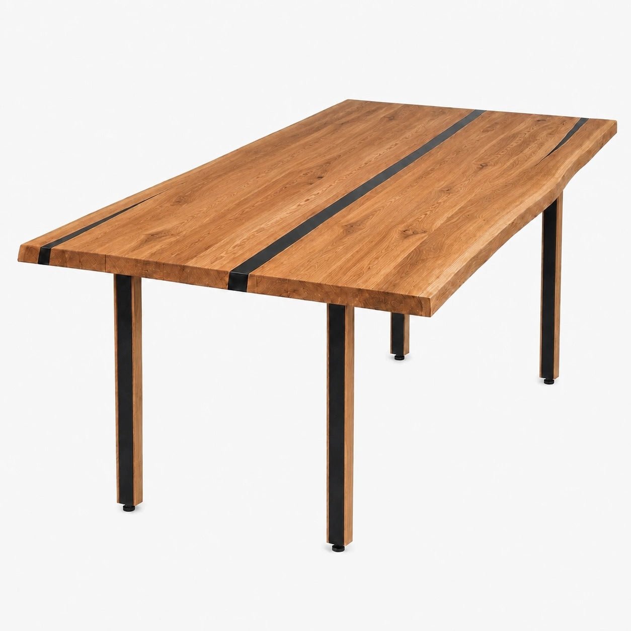 Dębowy stół rustykalny z litego drewna i żywicy Live Edge 220x100x4 cm - Reelken Polska