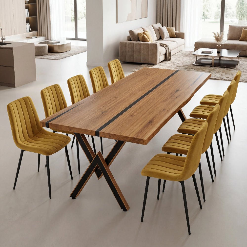 Dębowy stół rustykalny z litego drewna i żywicy Live Edge 240x100x4 cm - Reelken Polska
