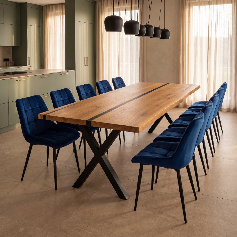 Dębowy stół rustykalny z litego drewna i żywicy Live Edge 240x100x4 cm - Reelken Polska