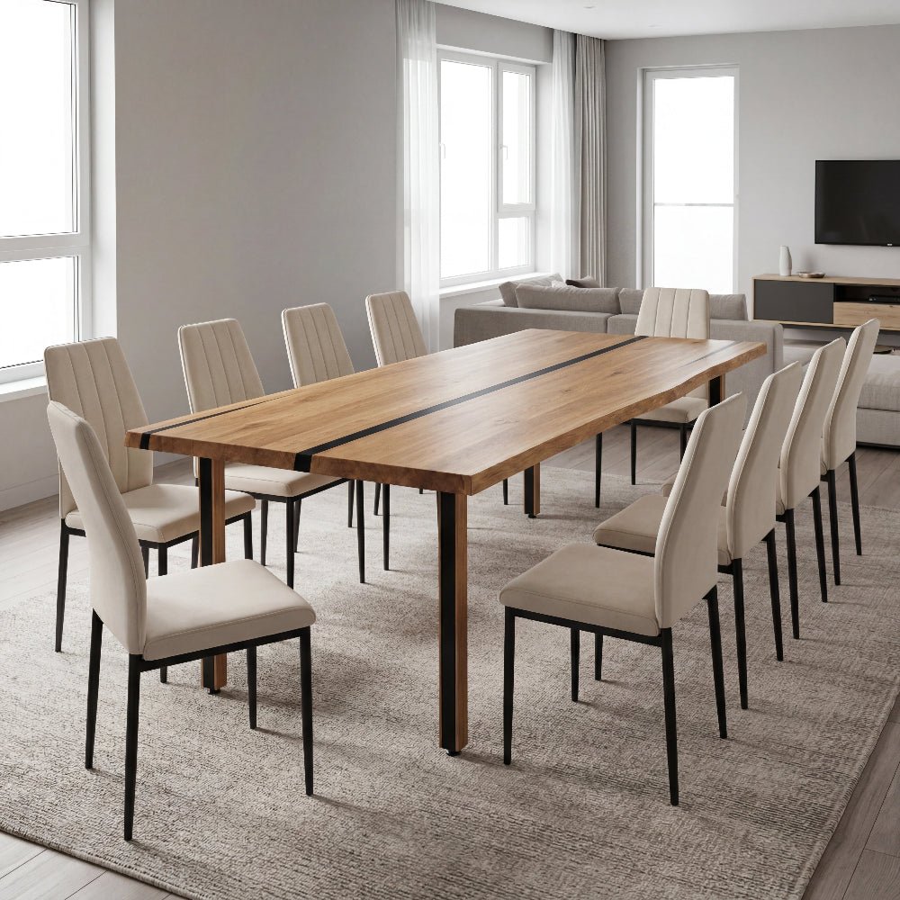 Dębowy stół rustykalny z litego drewna i żywicy Live Edge 240x100x4 cm - Reelken Polska