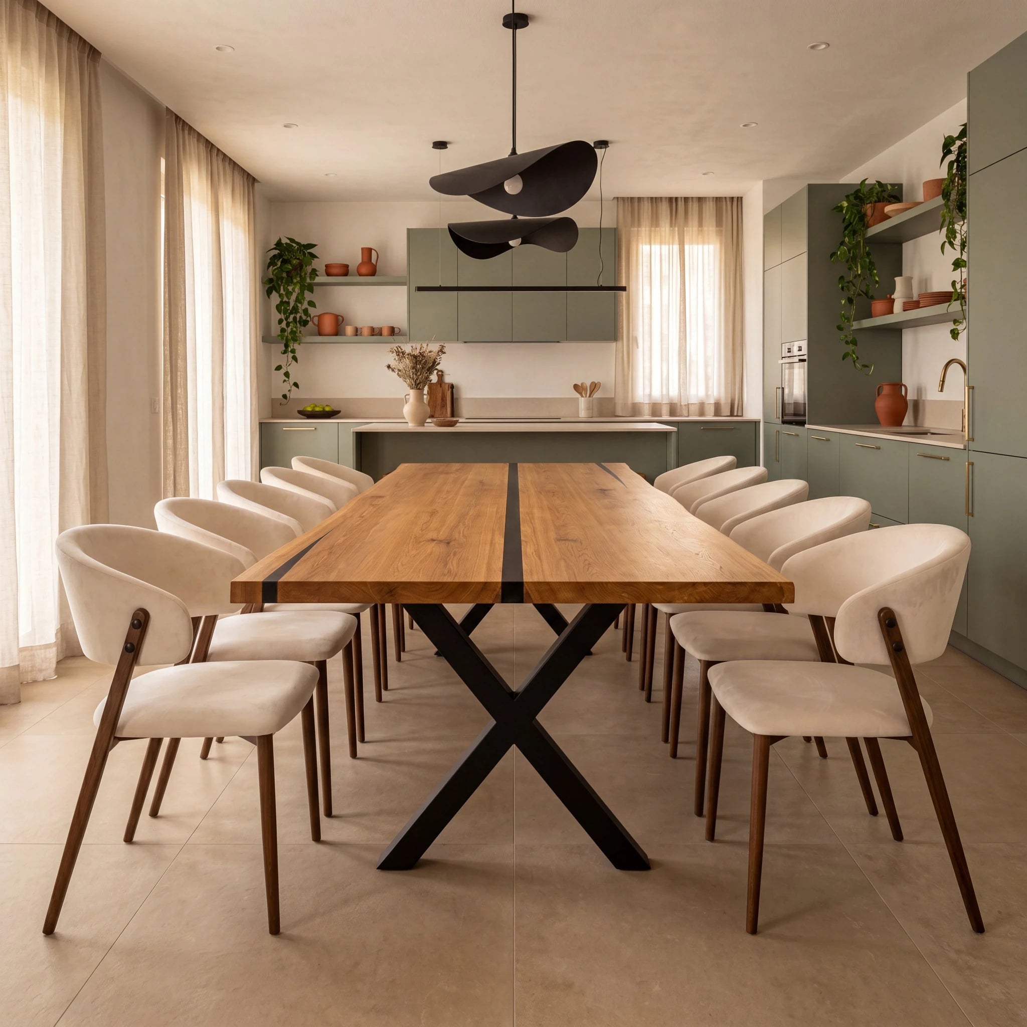 Dębowy stół rustykalny z litego drewna i żywicy Live Edge 240x100x4 cm - Reelken Polska