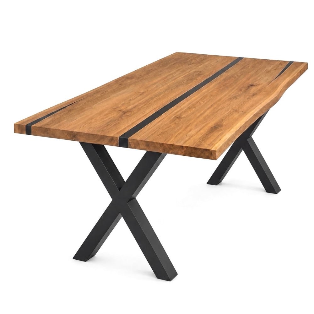 Dębowy stół rustykalny z litego drewna i żywicy Live Edge 240x100x4 cm - Reelken Polska