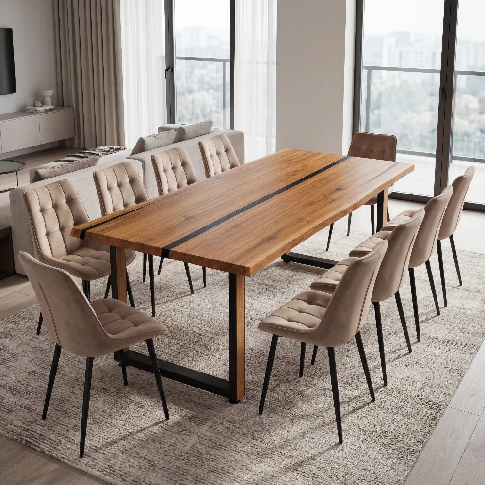 Dębowy stół rustykalny z litego drewna i żywicy Live Edge 240x100x4 cm - Reelken Polska