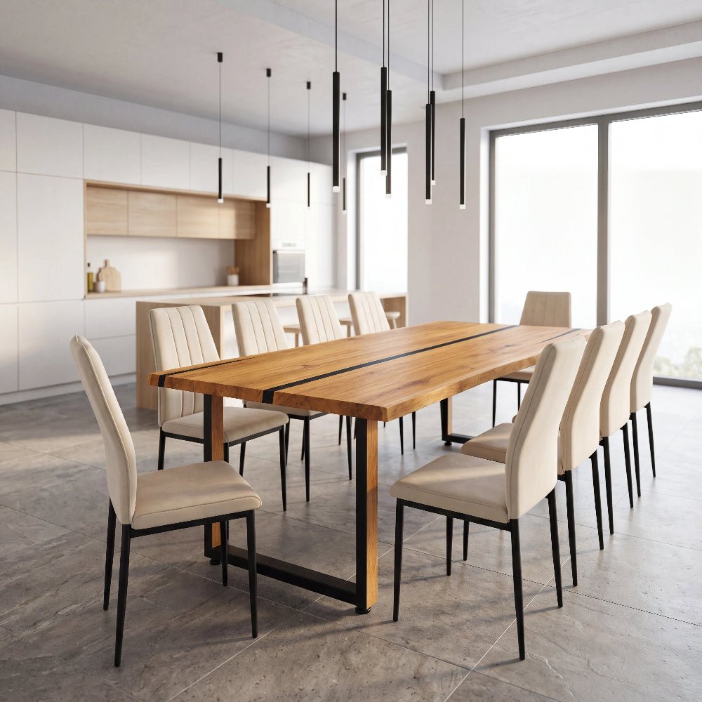 Dębowy stół rustykalny z litego drewna i żywicy Live Edge 240x100x4 cm - Reelken Polska